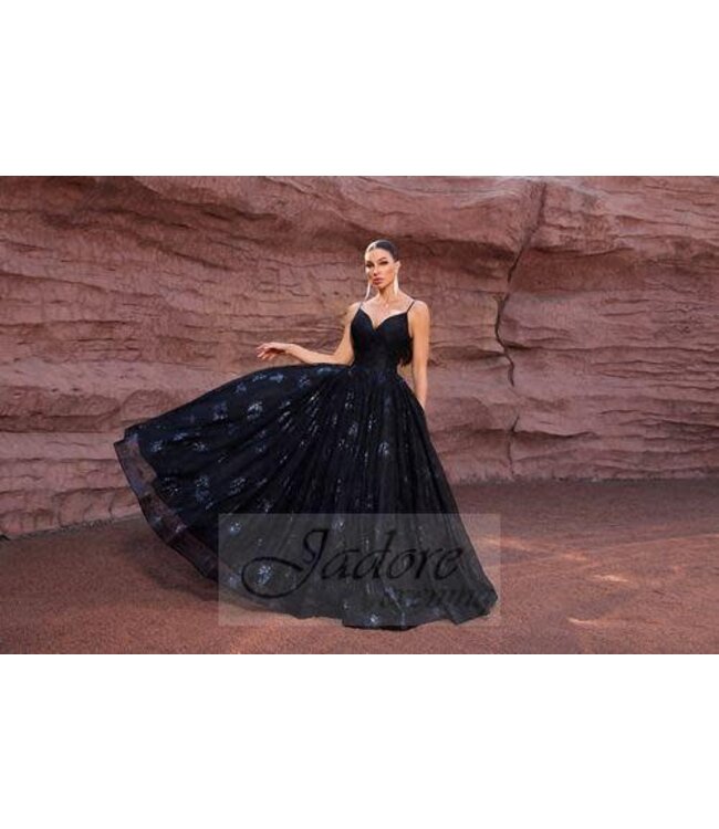 J27016 Robe avec appliqués Noire