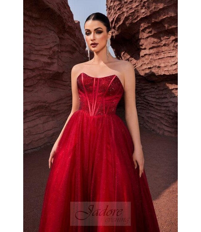 J27017 Robe scintillante bustier Bourgogne