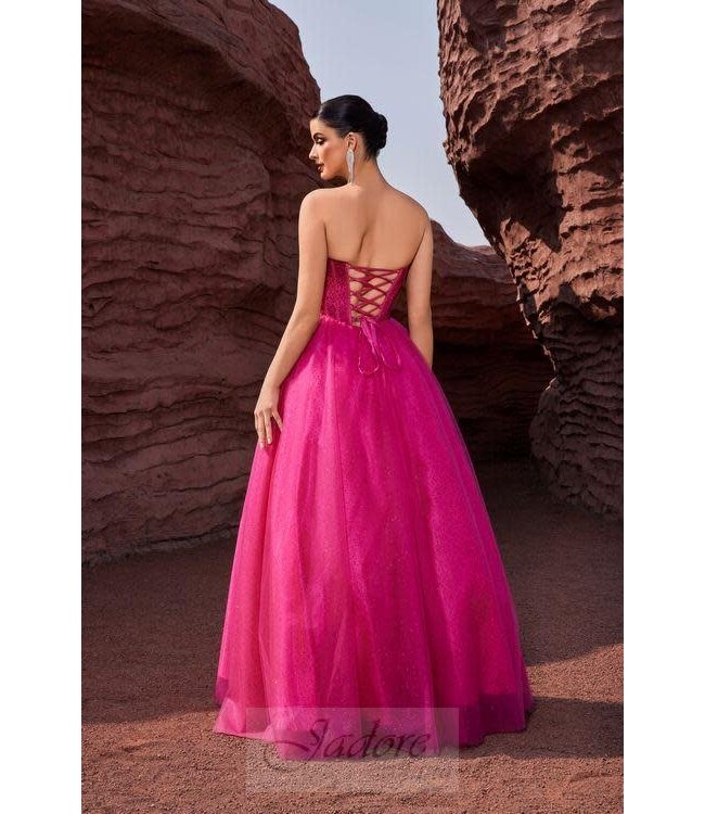J27017 Robe scintillante bustier Fuchsia