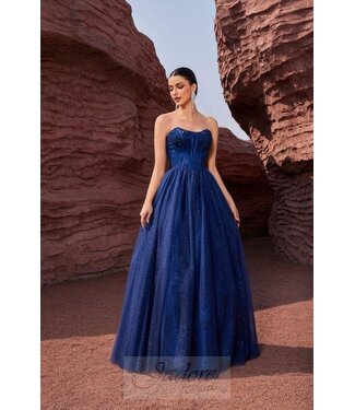 J27017 Robe scintillante bustier Marine