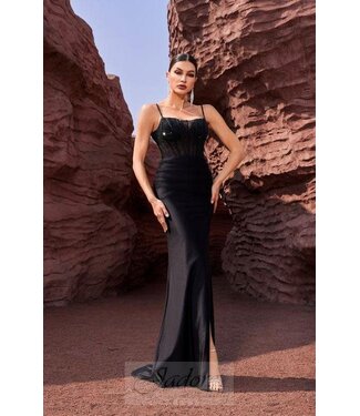 J27018 Robe croset ajustée Noire