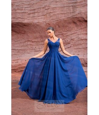 J27020 Robe Fluide Bleu Marin