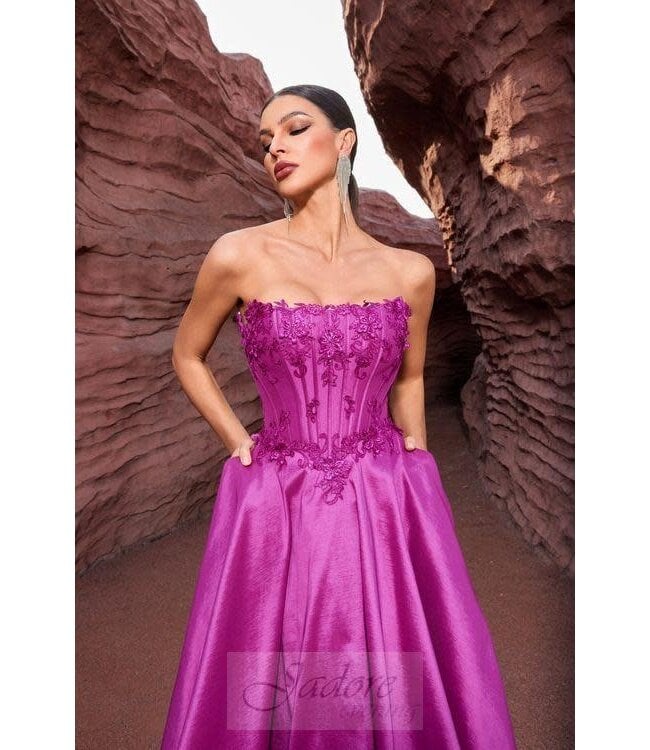 J27021  Robe Princesse bustier Magenta