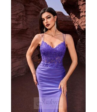 J27022 Robe ajustée corset scintillante Periwinkle