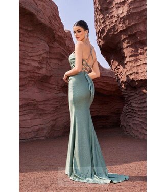 J27023 Robe ajustée en jersey Vert Sauge