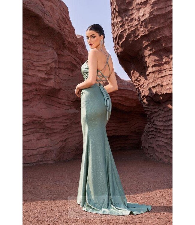 J27023 Robe ajustée en jersey Vert Sauge