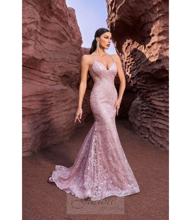 J27029 Robe ajustée ajourée brillante Rose