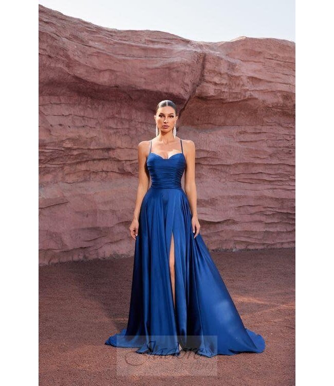 J27036 Robe Simple Bleu Marin