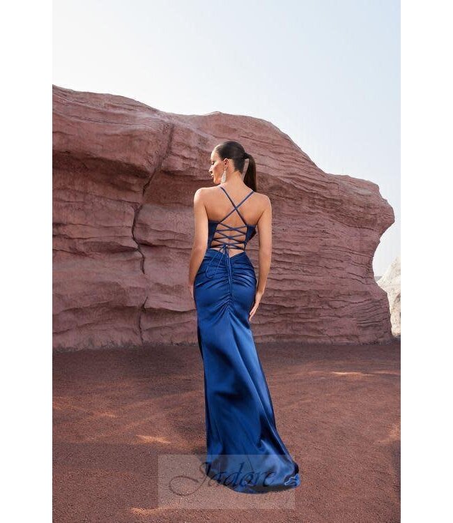 J27037 Robe ajustée extensible Bleu Marin