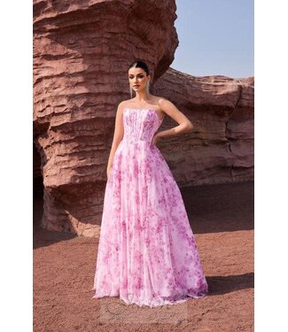 J27040 Robe fleurie bustier Rose