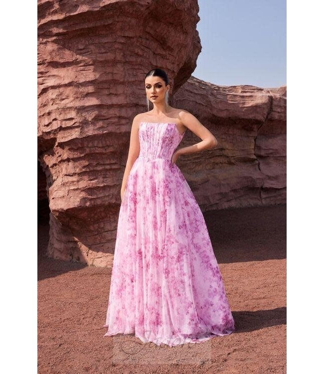 J27040 Robe fleurie bustier Rose