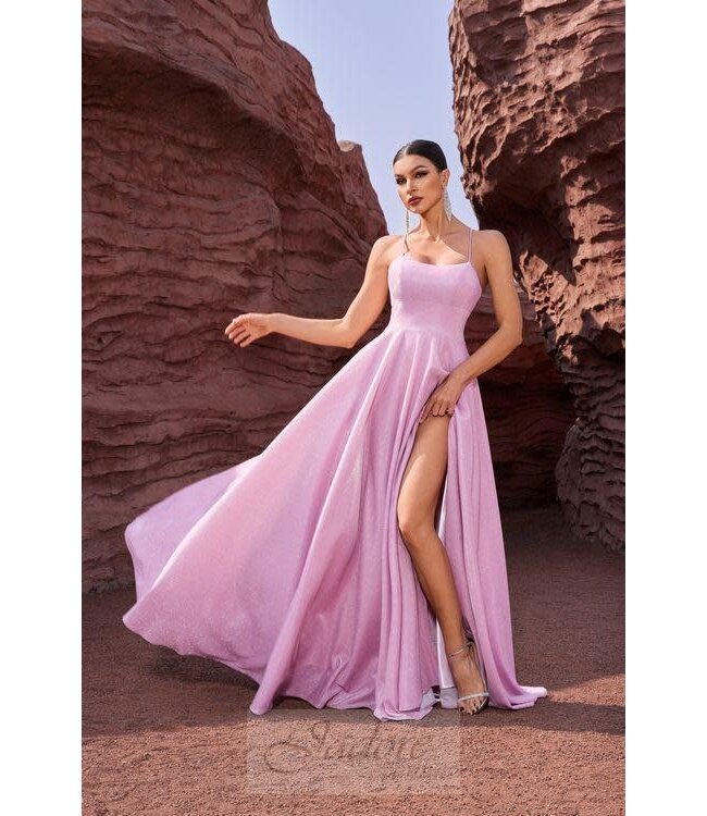 J27041 Robe scintillante fluide Rose