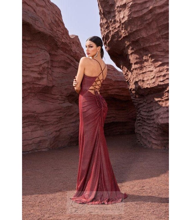 J27042 Robe scintillante ajustée Rose