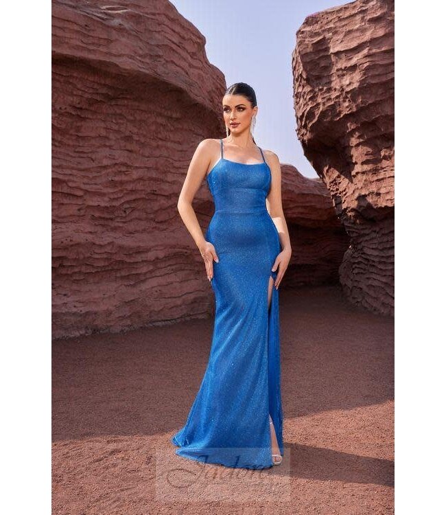 J27042 Robe scintillante ajustée Royal