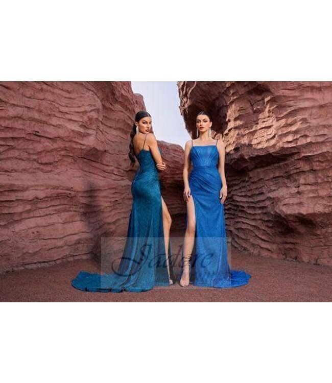 J27043 Robe corset scintillante Sarcelle