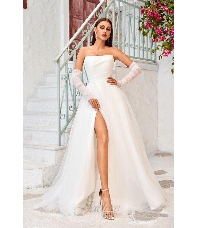 JA7003 Robe bustier avec manches Bourgogne