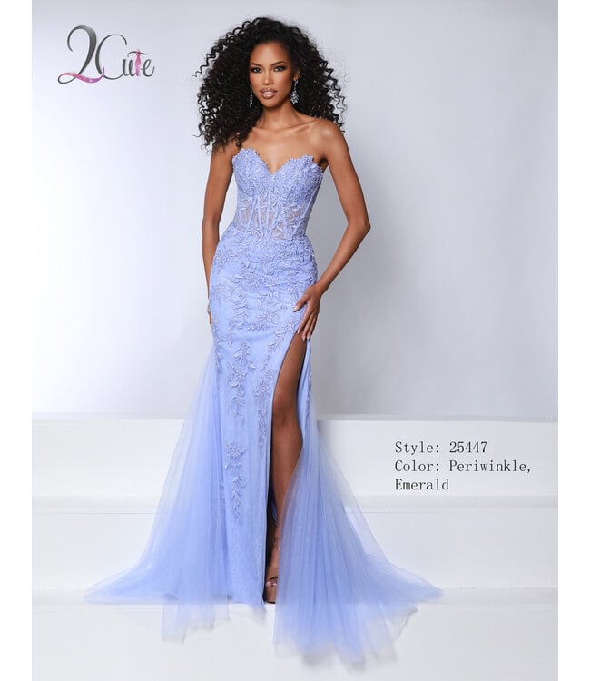 25447 Robe ajustée avec fente Periwinkle