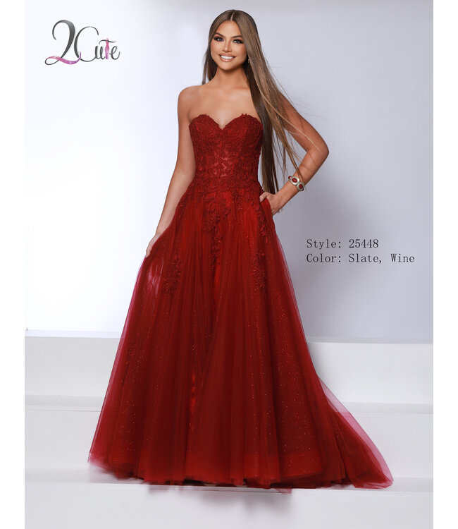 25448 Robe Princesse avec bustier lacé Bourgogne