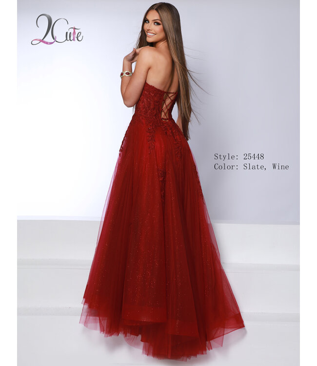 25448 Robe Princesse avec bustier lacé Bourgogne