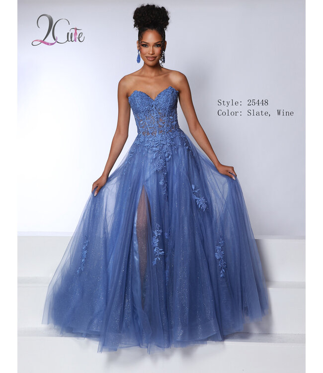 25448 Robe Princesse avec bustier lacé Slate