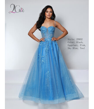 25932 Robe Corset En Tulle Bleu Ciel
