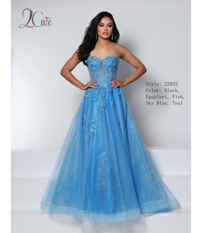 25932 Robe Corset En Tulle Bleu Ciel