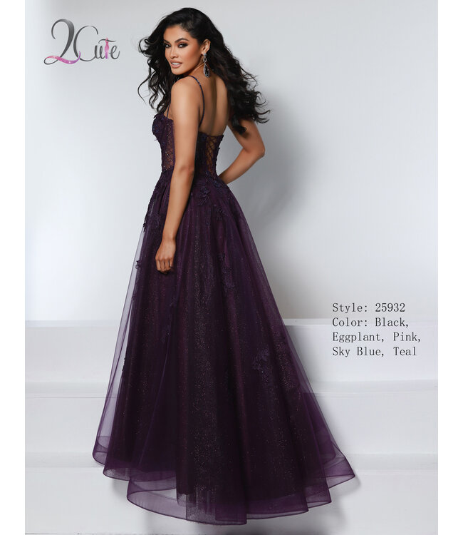 25932 Robe Corset En Tulle Eggplant