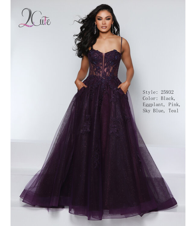 25932 Robe Corset En Tulle Eggplant