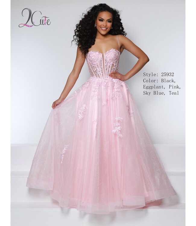 25932 Robe Corset En Tulle Rose