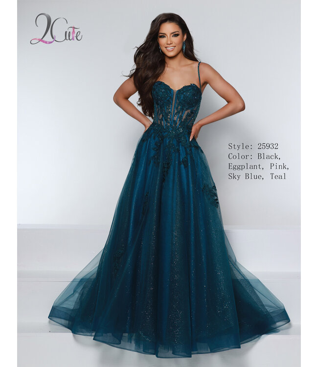 25932 Robe Corset En Tulle Teal
