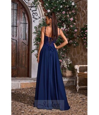 J26026 Robe  Corset Et Jupe Fluide Marine