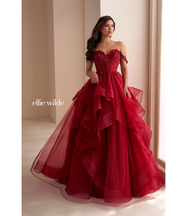 35084 Robe Avec Tulle À Étage Rouge
