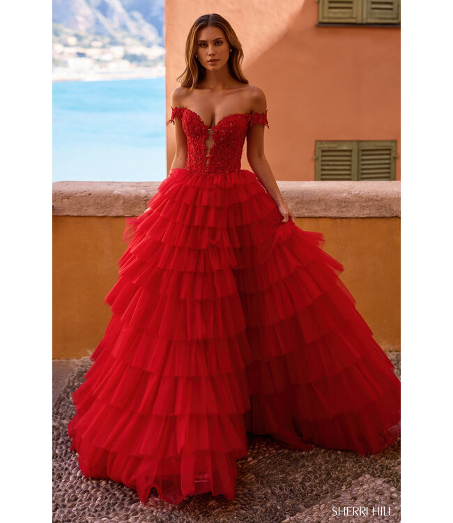 57120 Robe A Volant Rouge