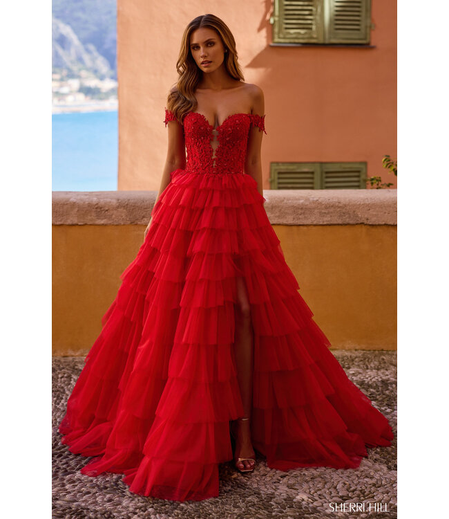 57120 Robe A Volant Rouge