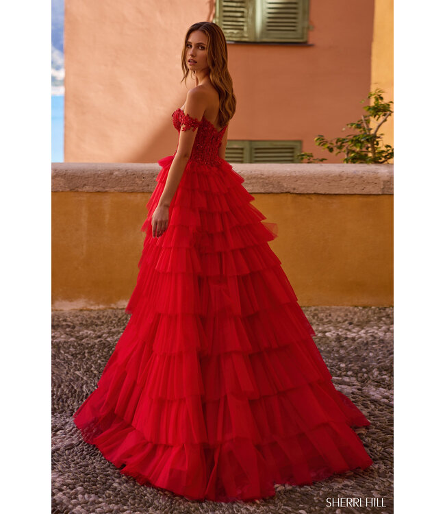 57120 Robe A Volant Rouge