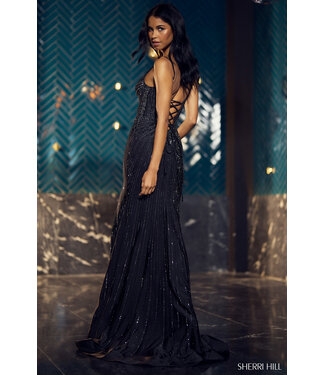 55924 Robe Ajustée Corset Noire