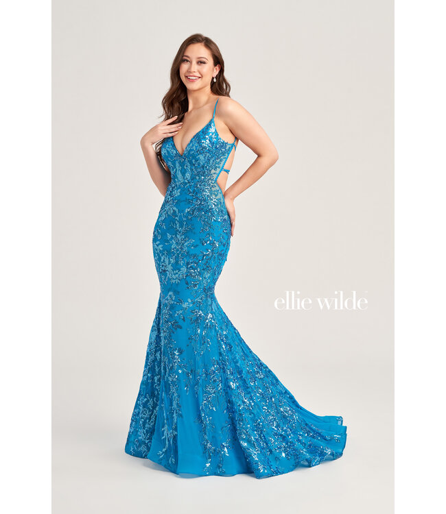 35011 Robe À Dos Ouvert Bleu Céruléen