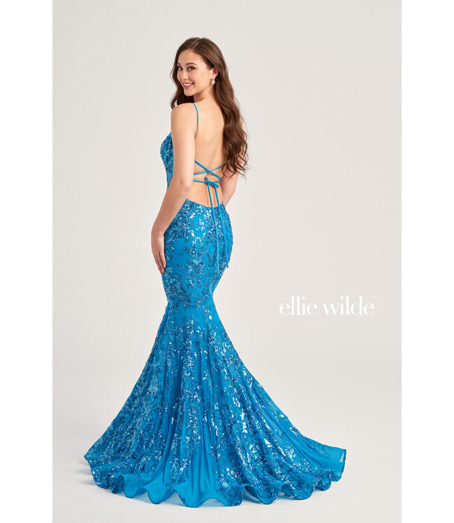 35011 Robe À Dos Ouvert Bleu Céruléen