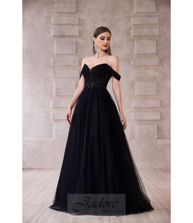J28006 Robe En Tulle Noire