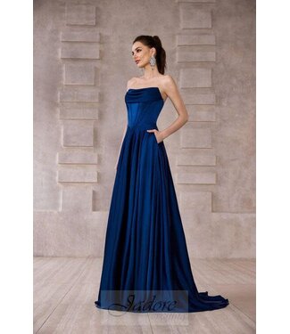 J28010 Robe Corset En Satin Marine