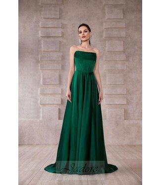 J28010 Robe Corset En Satin Émeraude