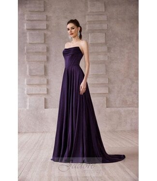 J28010 Robe Corset En Satin Prune