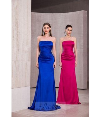 J28011 Robe Ajustée En Satin Royal