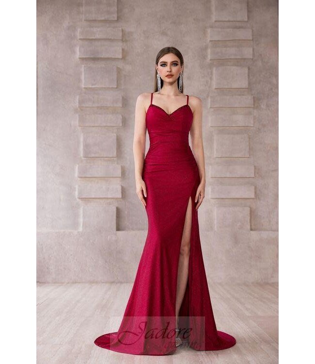 J28017 Robe Ajustée Simple Bourgogne