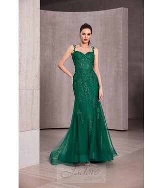 J28021 Robe En Dentelle Émeraude
