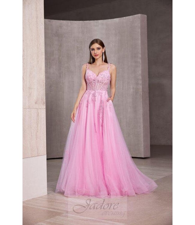 J28022 Robe Décolleté en A Rose Bébé