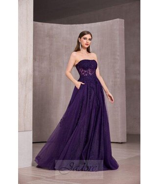 J28023 Robe Brillante En Tulle Violette