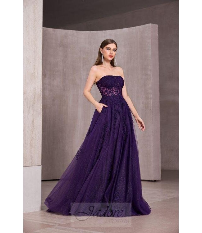 J28023 Robe Brillante En Tulle Violette