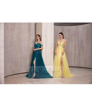 J28027 Robe Off-the-shoulder Jaune