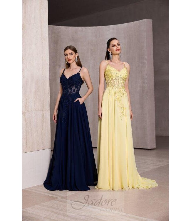 J28041 Robe Corset Fluide Jaune